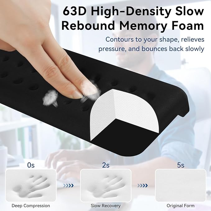L-Shaped Desk Elbow Pad for Desk, 2-Pack Memory Foam Elbow Rest for Desk Edge Cushion, Non-Slip Ergonomic Arm Rest for Wrist, Palm & Forearm Support, Office Home, Separate Design, Black