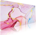 Bloss Desk Mat, Waterproof Leather Large Mouse Pad, Desk Matt for Desktop, Computer Mat for Office Work/Home/Decor/Protector(Pink Marble, 31.5 x 15.7 Inches)