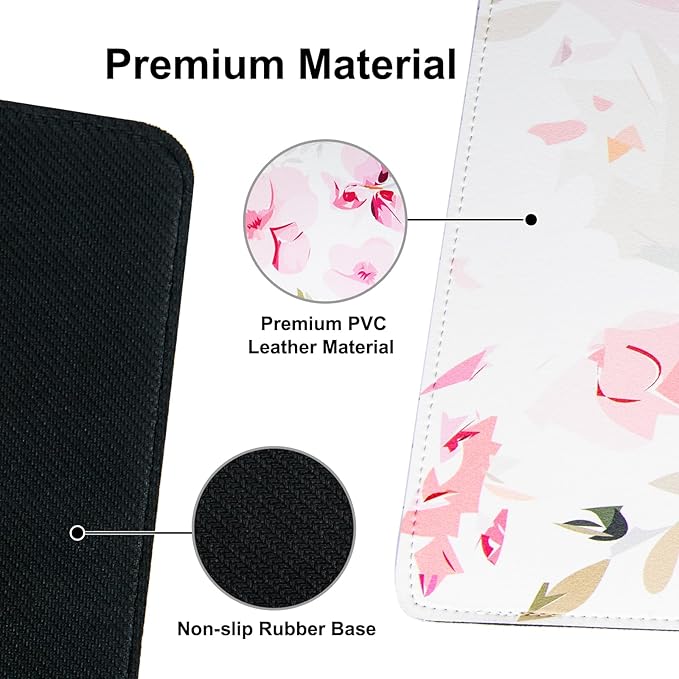 Colorful Star Floral Mouse Pad, Watercolor Pink Flowers Large Desk Mat, Computer Keyboard and Mouse Mat, Cute Office Decor Women Girls Desk Accessories Work Home Office Suppliers, 31.5"x15.7"