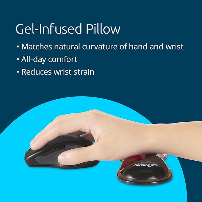 Kensington Slim Duo Gel Mouse Wrist Rest Support Cushion for Low Profile Mice & Trackballs, Ergonomic Mouse Wrist Support, Comfortable Non-Skid Gel, Red 7.56" x 2.83" x 0.87" K62440NA