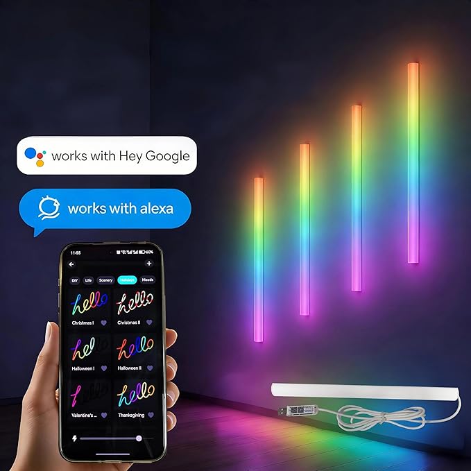 12-Inch Monitor Mount RGB Light Bar, 16 Million Colors Full Spectrum, 2 Controls (Button/App), USB-Powered Plug-and-Play Gaming Desk Light – for Gamers, Streamers, Designers, Enthusiasts
