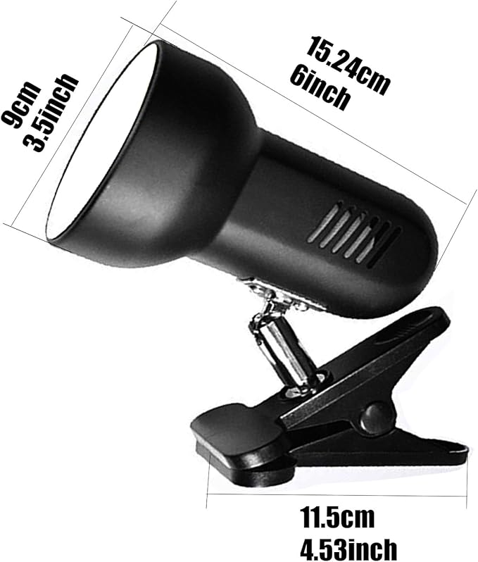 RONG&LAN Clip lamp,360° Rotation Clip on Lamp Portable Book Reading Light,Clamp on Desk/Table/Bunk Bed/Cupboard Home Lighting, (Desk lamp,Seven Colors for Your Choice) (Black)