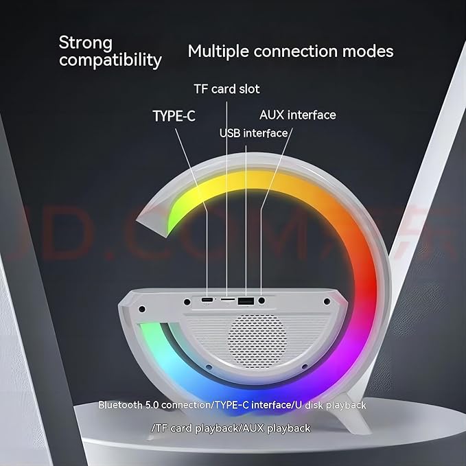 G-Type Wireless Charging Light,Wireless Charging Clock Alarm LED Desk Lamp All-in-One Machine, Suitable for Colored Environmental Lights in Bedrooms, Offices, and Homes