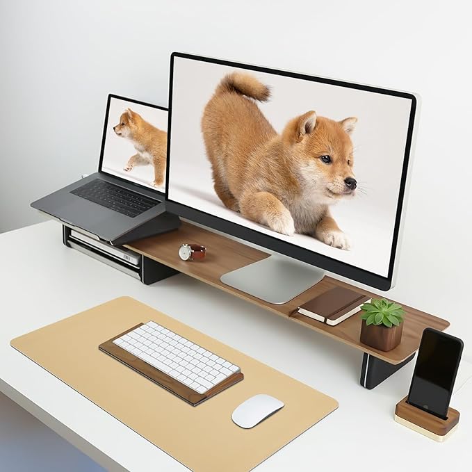 Non-Slip Desk Pad Mat, Leather Desk Mat for Desktop Latte, Waterproof Computer Mouse Mat Desktop Protector for Office/Home, 23.6" x 13.7"