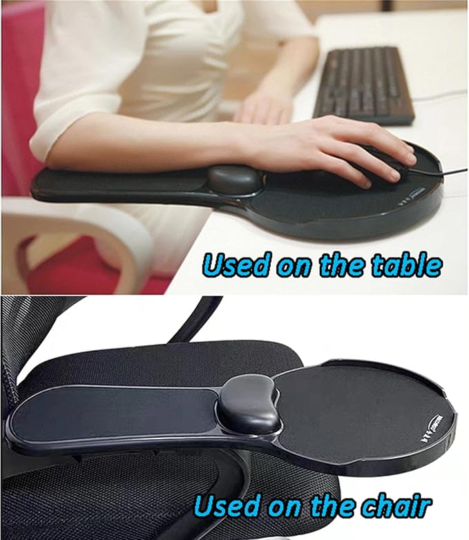 LL-COEUR Memory Foam Arm Support Wrist Rest for Table and Chair, Ergonomic Armrest Desk Extender, Multifunctional Computer Mouse Pad (Black)