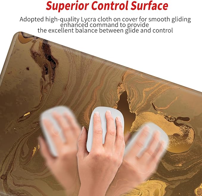 Large Mouse Pad Gold Marble Mousepad Gaming Desk Mat XXL 31.5''X15.75'' Desk Pad Big Computer Mat Long Mouse Mat of Office Work
