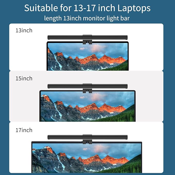 Monitor Light Bar,OOWOLF Screen Light Bar for Laptop,Keyboard light,CRI≥95 Desk Lamp for Eye-Caring,No Glare,Dual Light,Filter Blue-Light,3-Color Mode,Memory Dimming,Computer Lamp for Desk/Office/Home