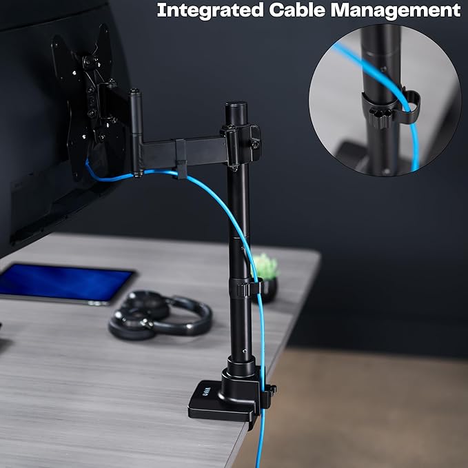 VIVO Ultra Wide Monitor and TV Desk Mount for up to 55 inch Screens, Single Television Stand with Articulating Arm, Holds up to 44 lbs, Max VESA 400x400mm, Black, STAND-V155D