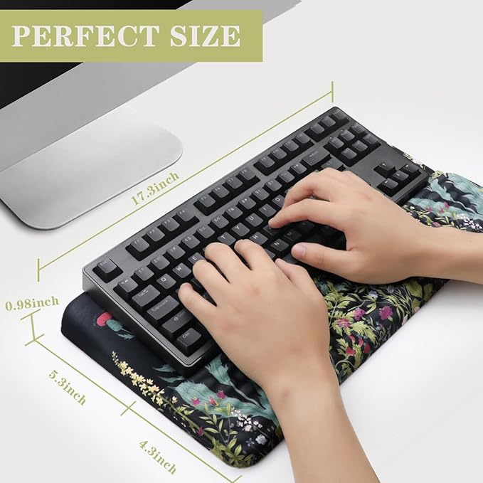 Ergonomic Keyboard Stand with Wrist Rest, Computer Wrist Support Pad, Tilted Keyboard Riser Holder Lift Tray with Wrist Pad, Easy Typing, Comfy Soft Memory Foam Desk Cushion for Office Home