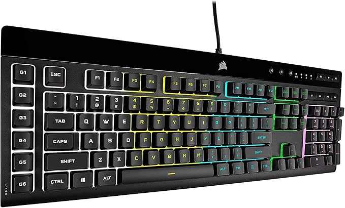 Corsair K55 RGB PRO Membrane Wired Gaming Keyboard – QWERTY US Layout, IP42 Dust and Spill-Resistant – 6 Macro Keys with Elgato Integration – iCUE Compatible – PC, Mac, Xbox – Black