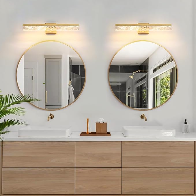 Gold Vanity Light - 24 Inch Modern Bathroom Light Fixture Over Mirror 18W 3000K Warm Lighting Dimmable LED Vanity Lights for Bathroom Restroom Mirror