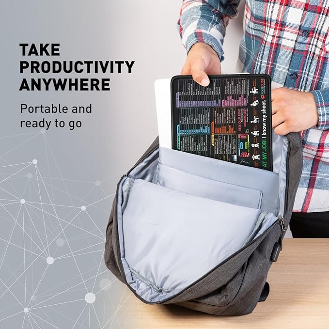 Excel Shortcut Mouse Pad with Windows, Word & PowerPoint Shortcuts - Small Excel Cheat Sheet Desk Pad | Non-Slip Stitched Gaming Mousepad | Large Mouse Pads for Desk Computers & Workstations