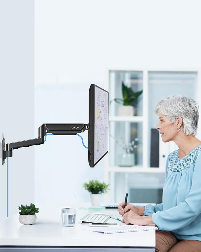MOUNTUP Single Monitor Wall Mount for Max 32 Inch Computer Screen, Fully Adjustable Monitor Arm, Wall Mount Monitors Holder Support 4.4-19.8lbs Display, VESA Bracket Fit 75x75mm, 100x100mm