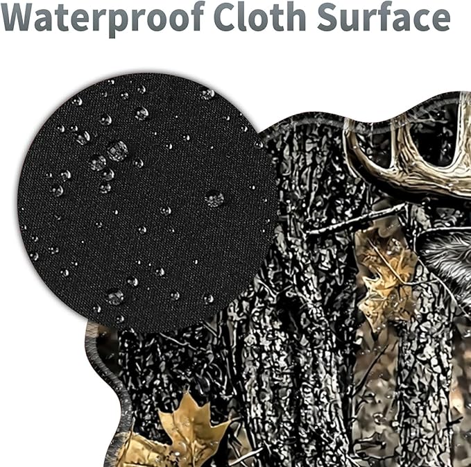 Camo Flag Deer Large Gaming Mouse Pad Plus a Coaster, 31.5 x 11.8 inches Desk Mat Extended XL Mousepad with Stitched Edge Non-Slip Rubber, Desk Pad Computer Mouse Mat for Home Office