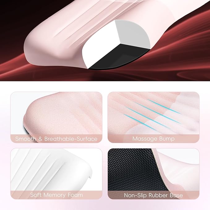 Ospelelf Mouse Pad with Wrist Rest Set Foam L-Shaped Desk Elbow Pad Ergonomic Desk Edge Cushion Anti-Slip Rubber Bottom Office Women Desk Accessories for Computer, Laptop and Gaming, Pink