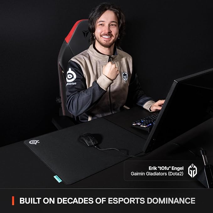SteelSeries QcK XL Performance Balance Gaming Mousepad — Extra Density for a Smooth Glide — Low-Profile Edge Stitching — Non-Slip Neoprene Rubber Base — 15.75 x 34.43 inch — FPS, MOBAs, RTS, MMO
