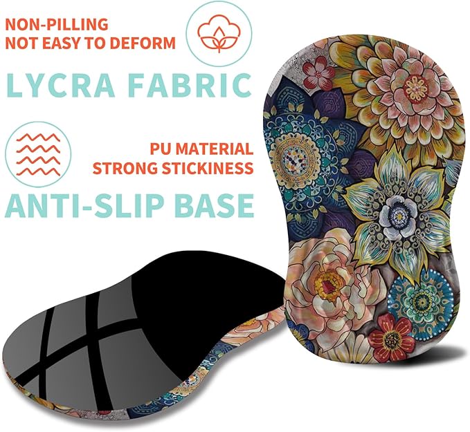 Ergonomic Mouse Pad Wrist Support with Memory Foam Massage Bulge, Carpal Tunnel Mousepad Wrist Rest for Mouse(12x8 inch, Blooming)
