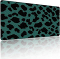 XXL Gaming Mousepad, Green and Black Leopard Print, 35.4 x 15.7 inches, Non-Slip Rubber Base, Extended Desktop pad