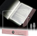 LED Book Light and Night Light 2 in 1, USB Rechargeable Clear Flat Book Light with 3 Colors & Timer, Dimmable Book Lights for Reading at Night, Scratch-Resistant, Eye-Care (Pink)
