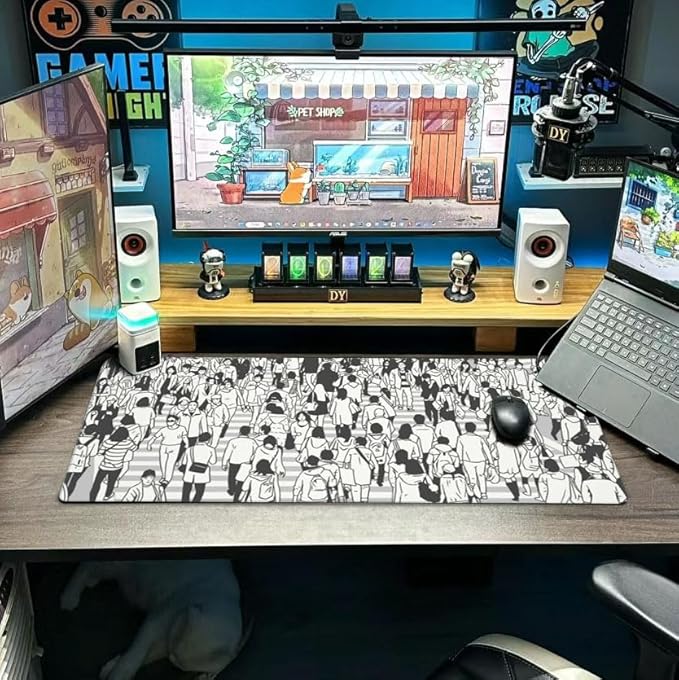Aesthetics Busy City Zebra Crossing Art Mouse Pad Extended Large Gaming Mousepad XL Big Long Oversized Desk Mat Stitched Edges 31.5 X 11.8 Inch for Home Office