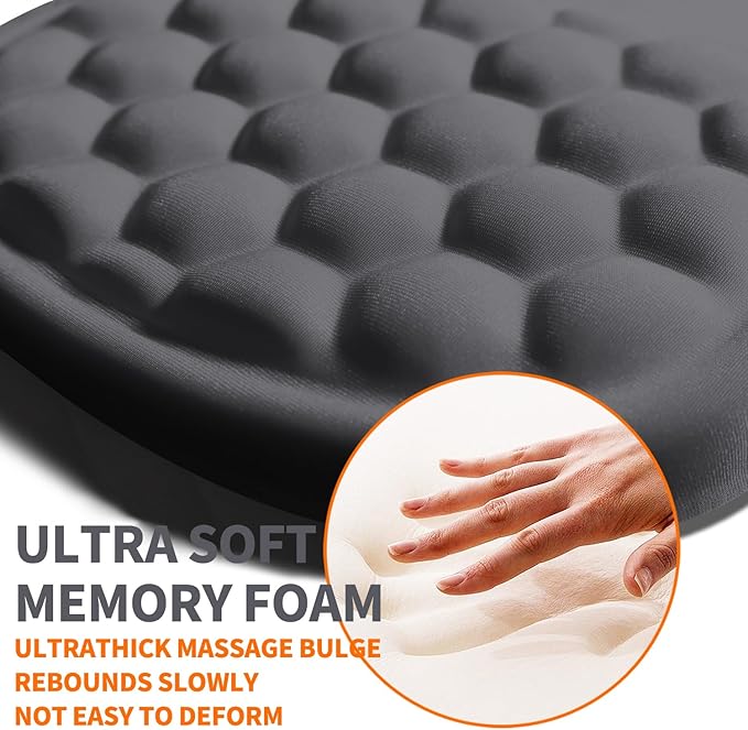 Ergonomic Joint Wrist Support Mouse Pad with Memory Foam Cushion Massage Bump, Carpal Tunnel Mousepad Slope Design for Wrist Rest, 11.8x7.9 in, DimGray