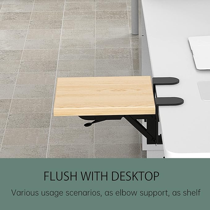 OUGIC Ergonomic Desk Extension Tray, 9.5 x 9.1 Inch Desk Extension Tray, Punch-Free Clamp Foldable Keyboard Drawer Tray Wrist Rest Computer Elbow Support