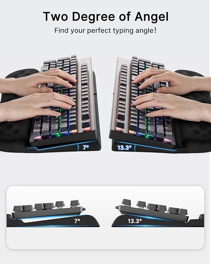 Keyboard Wrist Rest Stand for Desktop, 2 Angle Adjustment Ergonomic Computer Keyboard Stand Key Board Riser Holder with Wrist Support for Office, Home, Desk