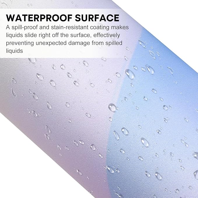 JIKIOU Large Cloud Mouse Pad Waterproof with Cloud Keyboard Wrist Pad and Cloud Mouse Wrist Pad Set, Ergonomic Computer Desk Wrist Support Mousepad for Keyboard and Mouse 35.4x15.7in Rainbow