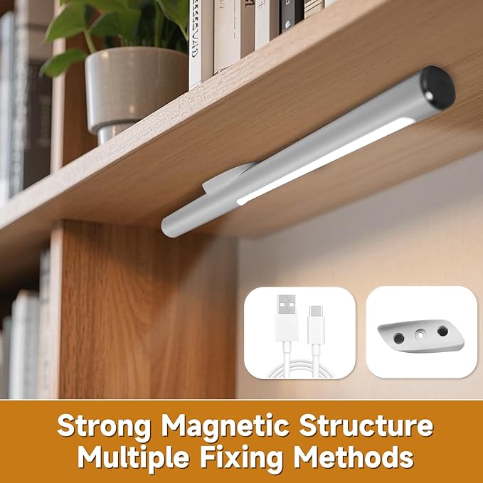 2 In 1 Led Desk Lamp - Outdoor Magnetic Desk Lamps for Home Office Study Bedroom , White Desk Lamps with Phone Holder & USB Charging Port, 3500-6500K Touch Control Dimming & 5 Brightness Levels