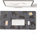 Colorful Star Black Large Mouse Pad, Cute Cat Waterproof Office Desk Mat, Non-Slip Gaming Mouse Pad, XXL PC Laptop Protector Pads, PU Leather Desk Writing Pads for Office Home, 31.5" x 15.7"