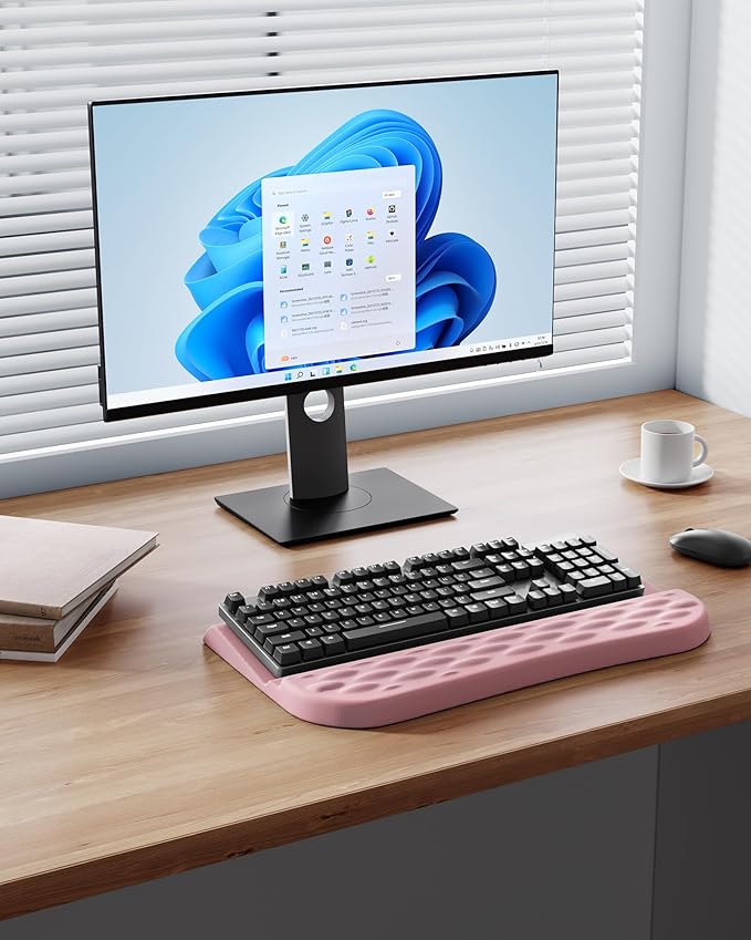 Keyboard Wrist Rest Stand for Desktop, 2 Angle Ergonomic Computer Keyboard Holder Stand, Key Board Riser with Wrist Support, Arm Rest for Office, Home, Desk(Pink)