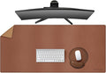 MAIDERN 43.3”x 19.6” Leather Desk Mat, Large Desk Pad, Cork & Leather Large Mouse pad for Desk, Waterproof Computer Desk Mat for Gaming Home Office (Brown)