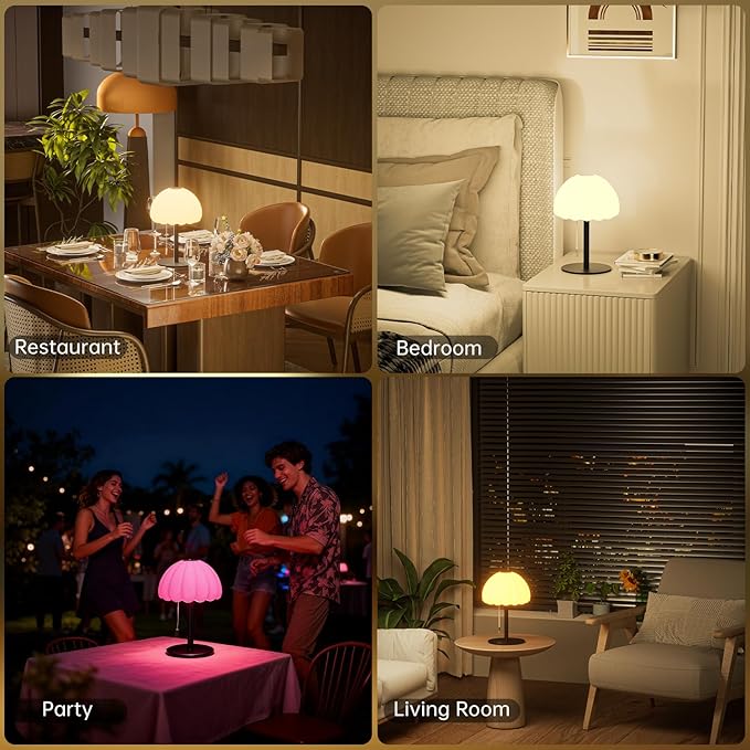 Touch Bedside Table lamp, RGB Mode Dimmable Small Lamp for Bedroom, Pull Chain Table Lamps with 4 Light Modes, Multi-Color Nightstand Lamp for for Living Room Home Gifts