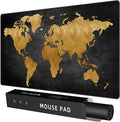 Mouse Pad Desk Mat, Multifunctional Large Gaming Mousepad, Office Desk Pad with Washable Durable Design, Keyboard Pad in Black World Map