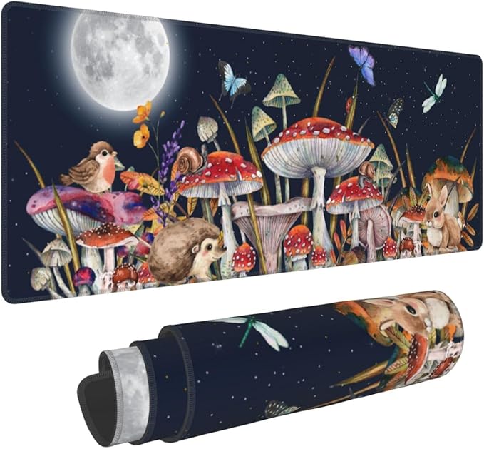 Mushrooms Mouse Pad XL Large Mousepad Non Slip Rubber Base Desk Mat for Laptop Computer Gaming 31.5" X 12"