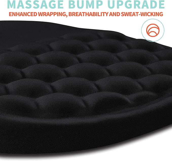 Ergonomic Mouse Pad Wrist Support with Memory Foam Massage Bulge, Carpal Tunnel Mousepad Wrist Rest for Mouse(12x8 inch, Black)