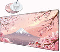 Gaming Mouse Pad Large Mousepad Cherry Blossom Desk Mat XXL Big Desk Pad 31.5x15.75 Rubber Base Pink Sakura Computer Pad with Stitched Edges Mouse Mat for Work Home Office