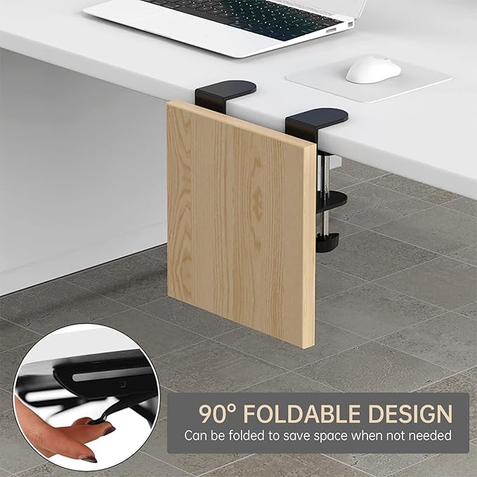 OUGIC Ergonomic Desk Extension Tray, 9.5 x 9.1 Inch Desk Extension Tray, Punch-Free Clamp Foldable Keyboard Drawer Tray Wrist Rest Computer Elbow Support