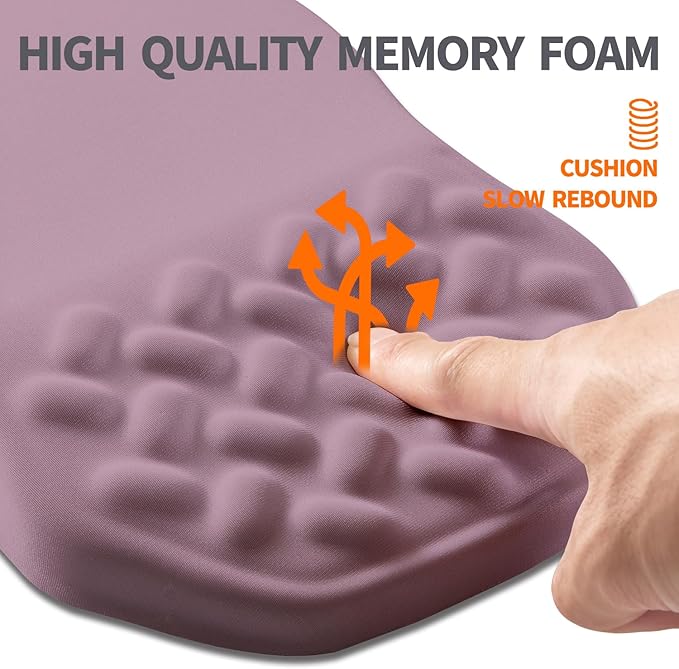 Ergonomic Slope Mouse Pad Wrist Support, Wrist Rest Mousepad for Carpal Tunnel with Massage Bulge and Slow Rebound Memory Foam (12x8 inch, Purple)