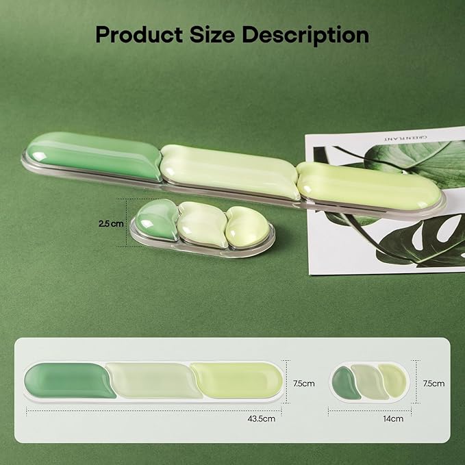 EPOMAKER CloudGel Wrist Rest for Keyboard and Mouse, 2 Pieces Silicone Wrist Support, Anti-Slip Rubber Bottom, Ergonomic Design, Suitable for Office/Computer/Laptop/Gaming (Green)
