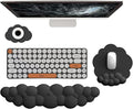 Cloud Wrist Rest Keyboard Ergonomic Wrist Pad for Keyboard and Mouse Coaster Cloud Mouse Pad Set Leather PU Non-Slip Wrist Rest Support for Computer Laptop Gaming Mac Home Office Relief Pain Black