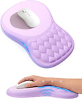 Ergonomic Mouse Pad with Wrist Rest, Slope Design Memory Foam Support, Smooth Lycra Surface, Non-Slip PU Base, Comfortable Mouse Mat for Office, Home, Computer Desk (Purple&Grey)