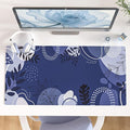 Colorful Star Large Mouse Pad, Botanical Desk Mat Office Supplies, Waterproof Faux Leather Big Gaming Mousepad, Blue Tropical Plants Desk Pad Home Office Décor Accessories 31.5" x 15.7"