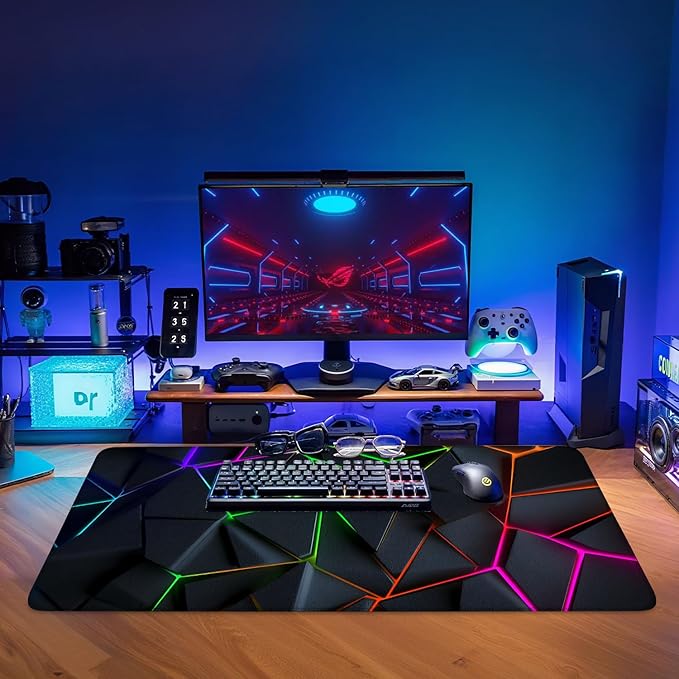 Energy Band Extended Gaming Mouse Pad 35.4x15.7Inch Large Desk Mat Anti-Slip Rubber Base & Durable Stitched Edges for Gamers Smooth Mouse Writing Surface for Desk Office/Home