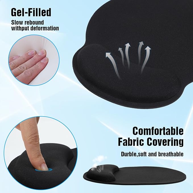 8PCS mouse pad with wrist support ergonomic mouse pad with wrist rest gel waterproof surface mouses pads wrists rest for desk Portable Comfortable Mousepad for Computer,Laptop,Non-Slip Base