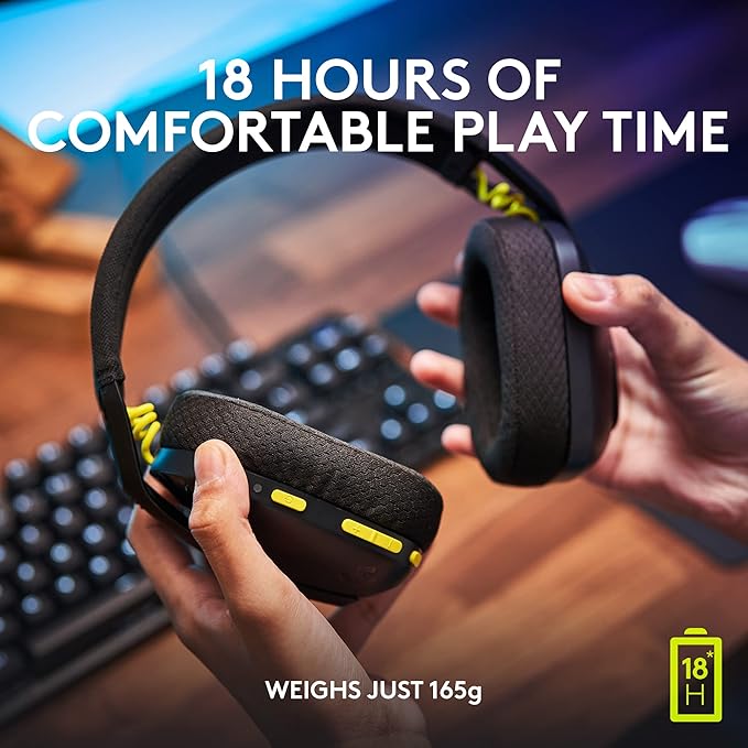 Logitech G435 Lightspeed & Bluetooth Wireless Gaming Headset - Lightweight Over-Ear Headphones, Built-in mics, 18h Battery, Dolby Atmos, PC, PS4, PS5, Nintendo Switch/Switch 2, Mobile - Black