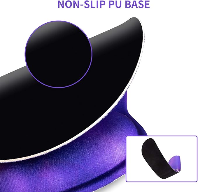Ergonomic Keyboard Mouse Pad Wrist Rest Support Set for Laptop/Computer/Desktop,Memory Foam Hand Rest Wrist Cushion for Gaming/Office,Lightweight Comfortable (Purple, Flower)