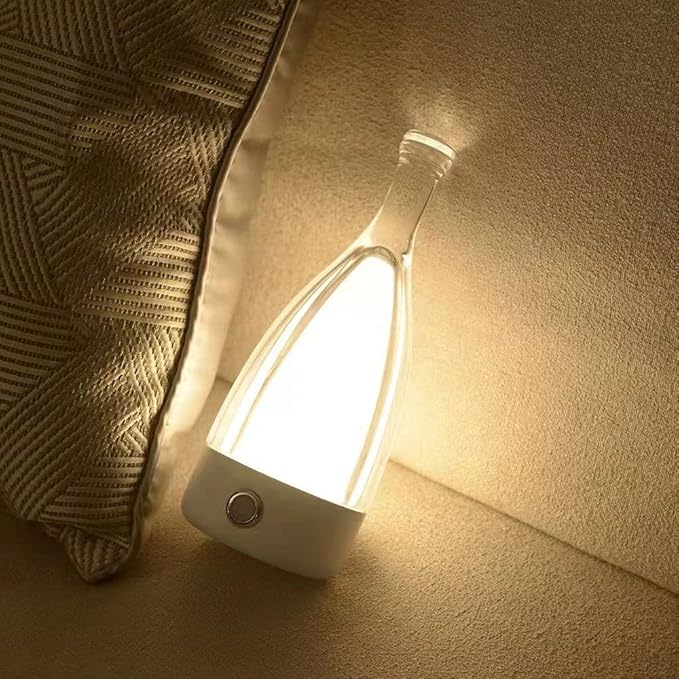 'Anna' Modern Table Lamp, Portable Wireless Bottle LED Light, Dimming Touch Control Switch, USB Rechargeable, Stylish Light for Home, Office, Hotel and Restaurant (Green)