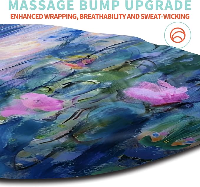 Ergonomic Mouse Pad Wrist Support with Memory Foam Massage Bulge, Carpal Tunnel Mousepad Wrist Rest for Mouse(12x8 inch, Lotus Pond)