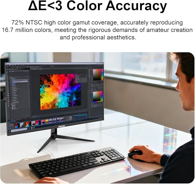 27 Inch Computer Monitor, 100Hz FHD 1080P, Fast-IPS Panel FreeSync Support, 100% sRGB, Eye Care, Frameless 3-Side Borderless Design, HDMI & VGA Ports 100x100mm VESA Mountable (R27 Core)
